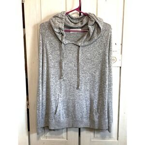 Ocean Drive Pullover Hoodie‎ Women L Stretch Knit Athleisure Lightweight Gray